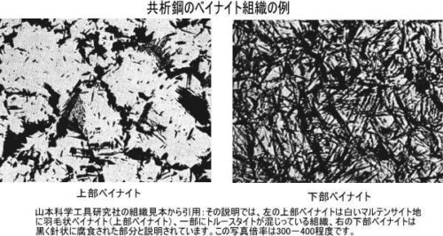 ベイナイトの例（山本工具研究社から引用）