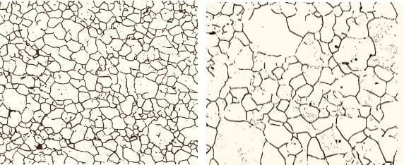 顕微鏡組織　細粒と混粒の例